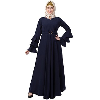 Umbrella abaya with bell sleeves- Navy Blue